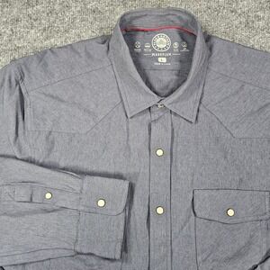 Flag & Anthem MadeFlex Western Shirt Mens L Gray Performance Snap‎ Front Stretch